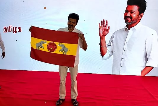 Tamil Nadu: Actor Vijay Unveils Flag Of His Party Tamilaga Vetri Kazhagam